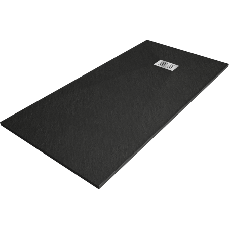 Mexen Hugo rechteckige Duschwanne SMC 180 x 90 cm, schwarz, Inox-Abdeckung - 42709018-X