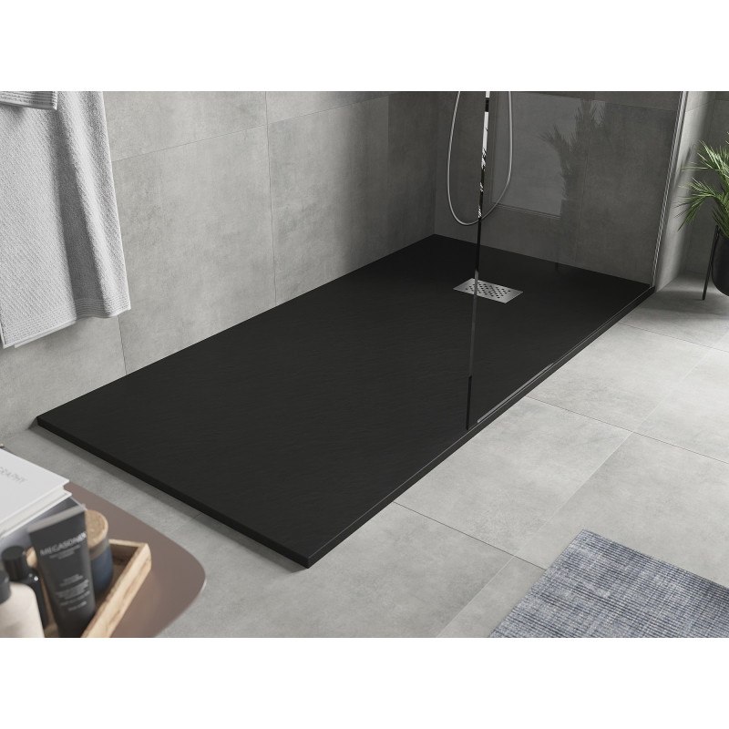 Mexen Hugo rectangular SMC shower tray 170 x 90 cm, black, inox cover - 42709017-X