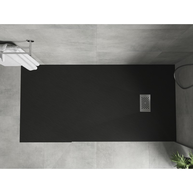 Mexen Hugo brodzik prostokątny SMC 170 x 90 cm, czarny, maskownica inox - 42709017-X