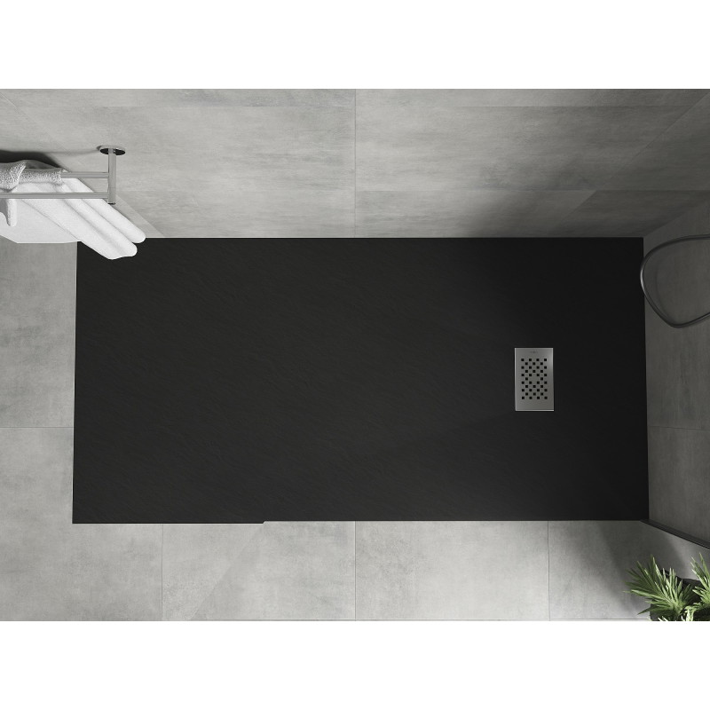Mexen Hugo rectangular SMC shower tray 170 x 90 cm, black, inox cover - 42709017-X