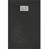 Mexen Hugo brodzik prostokątny SMC 110 x 80 cm, czarny, maskownica inox - 42708011-X