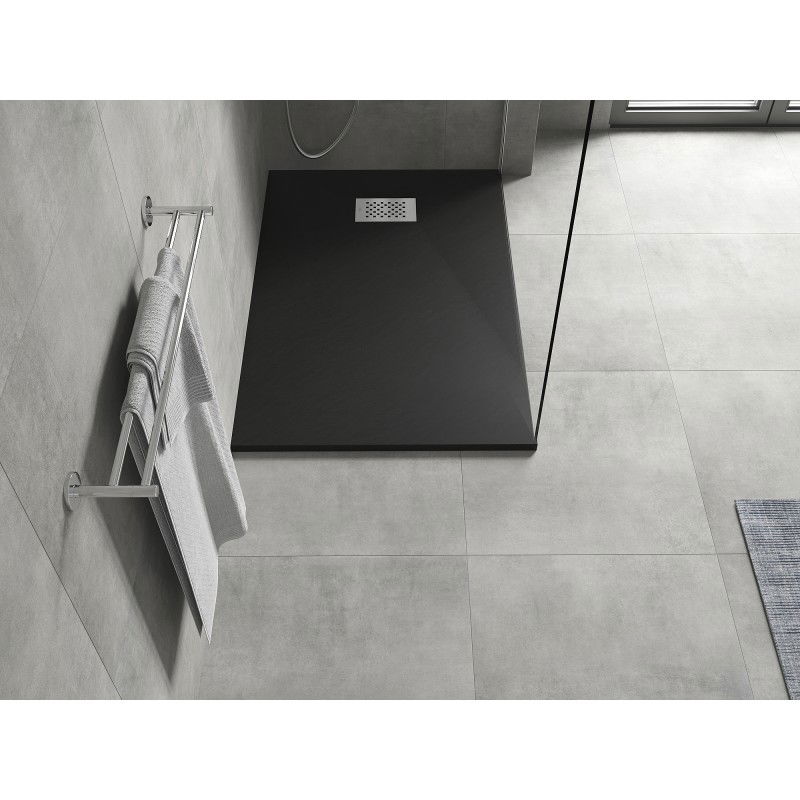 Mexen Hugo base de duche retangular SMC 110 x 80 cm, preto, tampa inox - 42708011-X