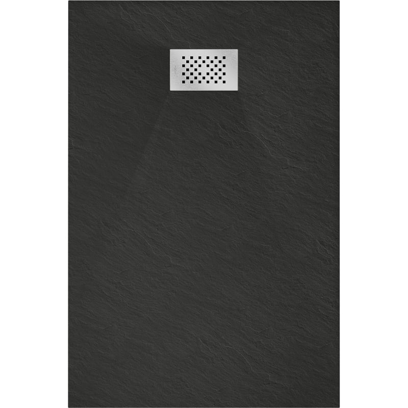 Mexen Hugo Rechteckige Duschwanne SMC 110 x 90 cm, schwarz, Abdeckung Inox - 42709011-X