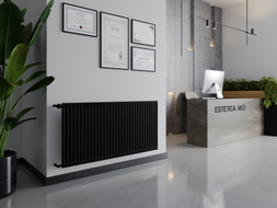 Mexen CH10 Higijenski plošni radijator 400 x 1500 mm, bočni priključak, 648 W, crni - W410H-040-150-70