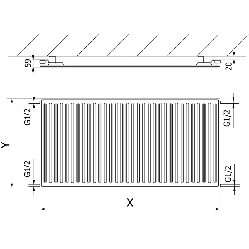 Mexen CH10 Hügieenigener 400 x 2000 mm, külgühendus, 864 W, must - W410H-040-200-70