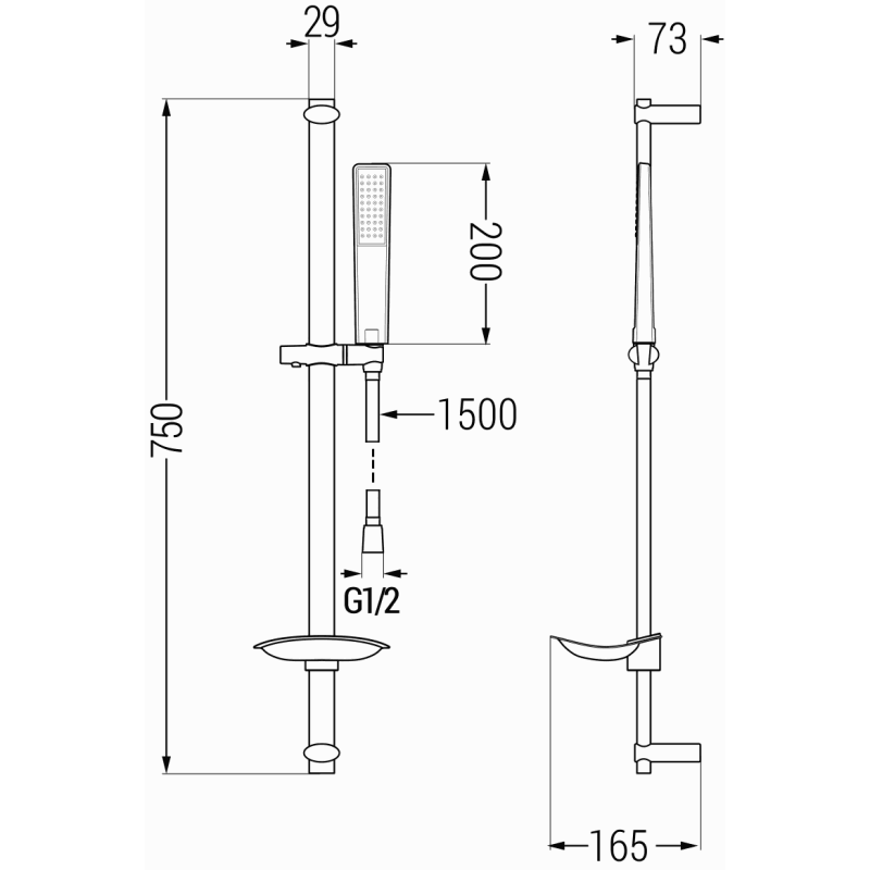 Mexen Fabia DB72 Duscharmatur mit Duschset, Chrom - 74654DB72-00