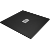 Mexen Hugo τετράγωνος δίσκος ντους SMC 100 x 100 cm, μαύρος, κάλυμμα inox - 42701010-X
