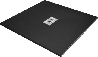 Mexen Hugo base de duche quadrada SMC 100 x 100 cm, preto, tampa inox - 42701010-X