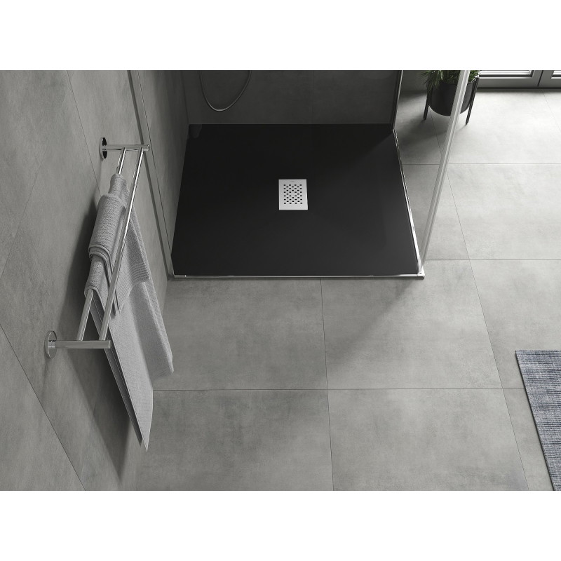 Mexen Hugo vierkante SMC-douchebak 100 x 100 cm, zwart, inox afdekking - 42701010-X