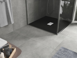 Mexen Hugo plato de ducha cuadrado SMC 100 x 100 cm, negro, cubierta inox - 42701010-X