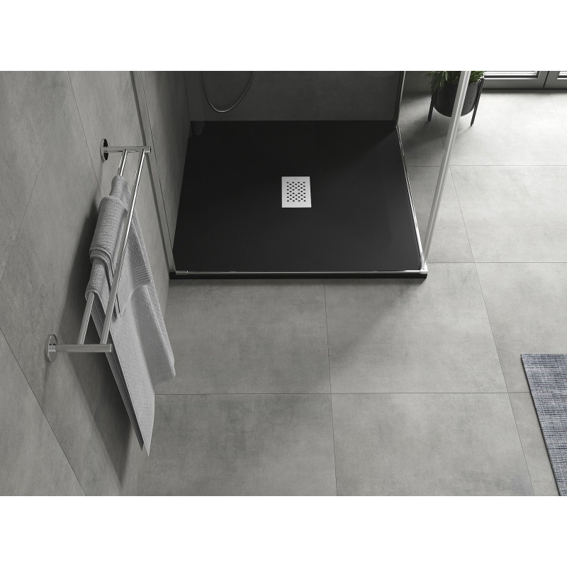 Mexen Hugo vierkante SMC-douchebak 100 x 100 cm, zwart, inox afdekking - 42701010-X