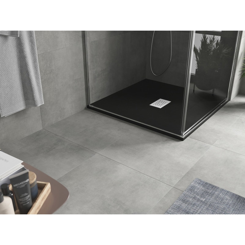 Mexen Hugo vierkante SMC-douchebak 100 x 100 cm, zwart, inox afdekking - 42701010-X
