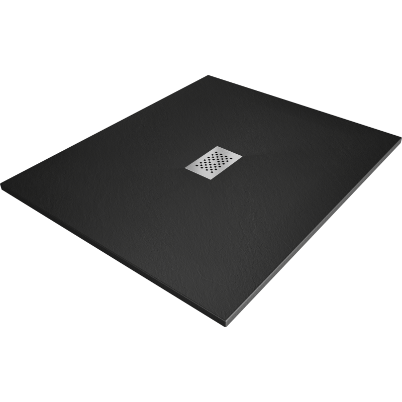 Mexen Hugo rectangular shower tray SMC 110 x 100 cm, black, inox cover - 42701011-X