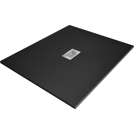 Mexen Hugo Rechteck-Duschwanne SMC 120 x 100 cm, schwarz, Abdeckung Inox - 42701012-X