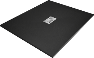Mexen Hugo Rechteck-Duschwanne SMC 120 x 100 cm, schwarz, Abdeckung Inox - 42701012-X