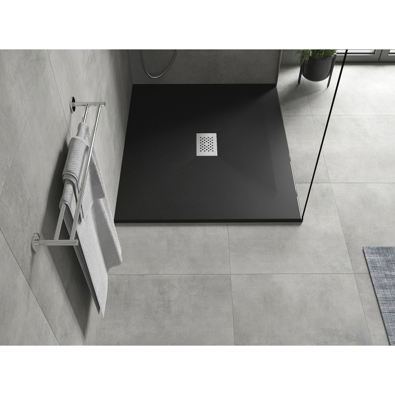 Mexen Hugo rectangular SMC shower tray 120 x 100 cm, black, inox cover - 42701012-X