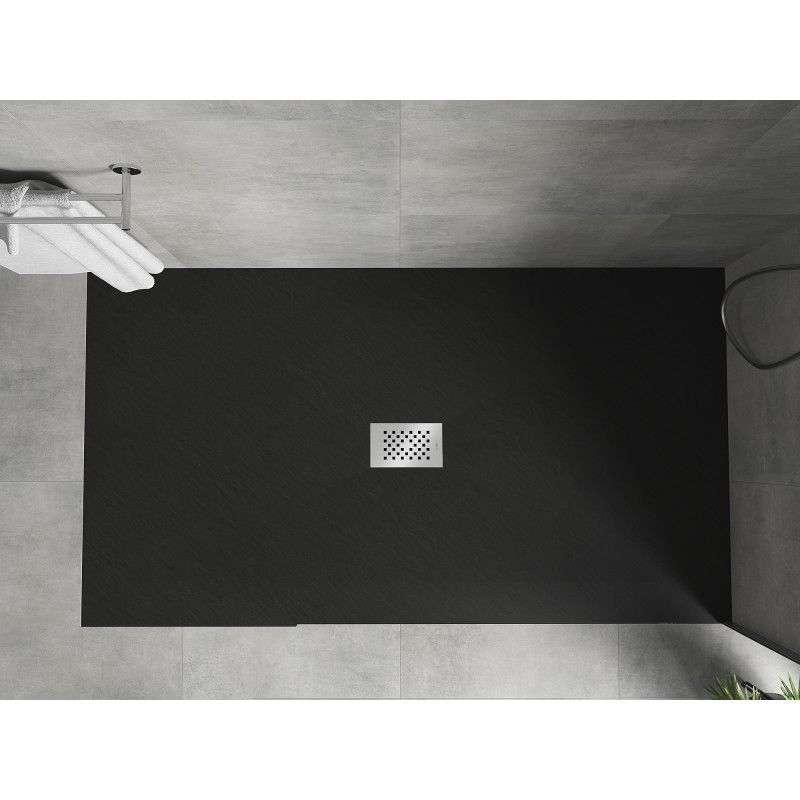 Mexen Hugo brodzik prostokątny SMC 150 x 100 cm, czarny, maskownica inox - 42701015-X