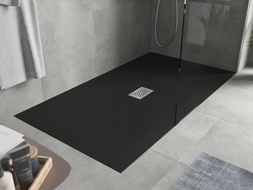 Mexen Hugo brodzik prostokątny SMC 170 x 100 cm, czarny, maskownica inox - 42701017-X