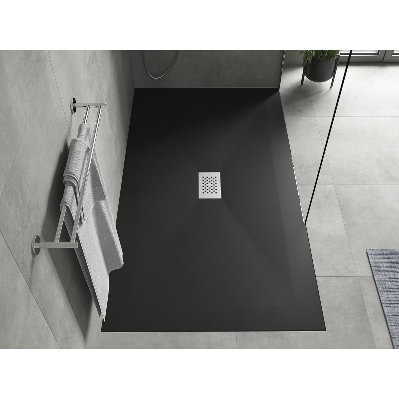 Mexen Hugo rectangular SMC shower tray 200 x 100 cm, black, inox cover - 42701020-X