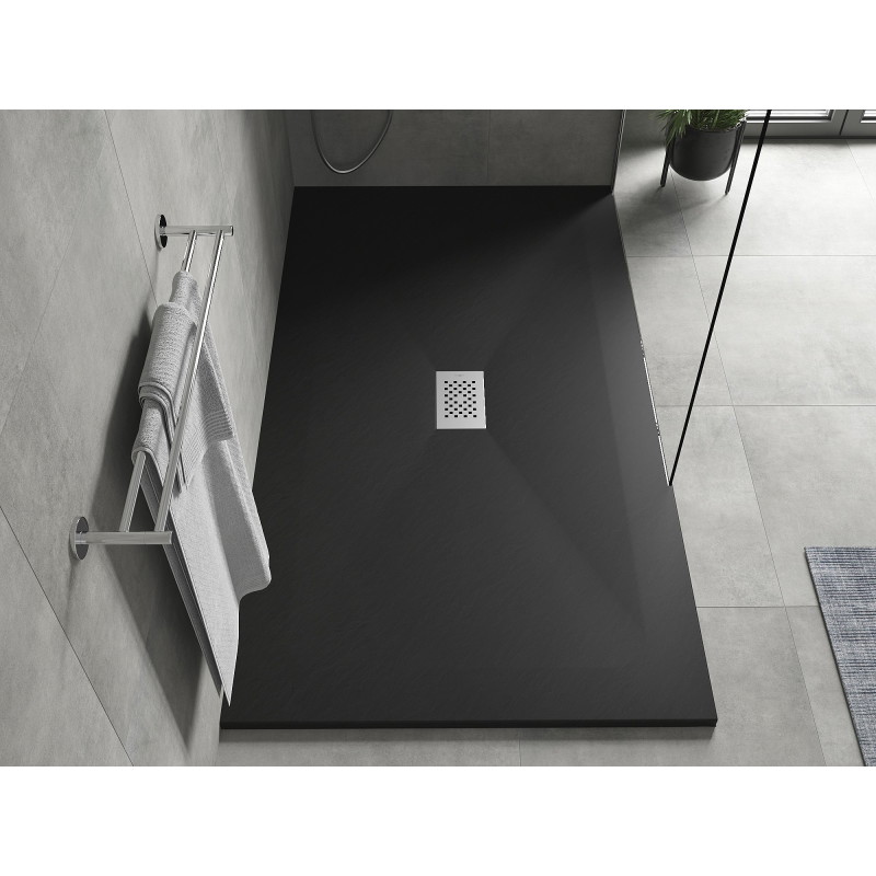 Mexen Hugo rectangular SMC shower tray 170 x 100 cm, black, inox cover - 42701017-X