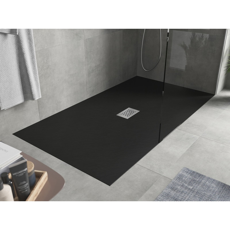 Mexen Hugo rectangular SMC shower tray 200 x 100 cm, black, inox cover - 42701020-X