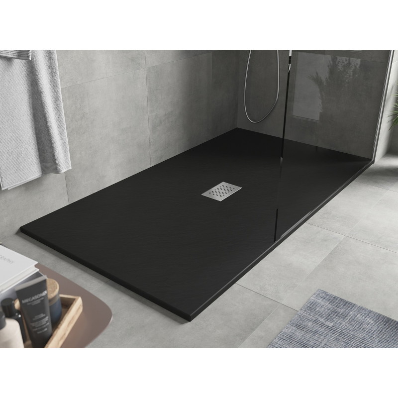Mexen Hugo rectangular SMC shower tray 200 x 100 cm, black, inox cover - 42701020-X