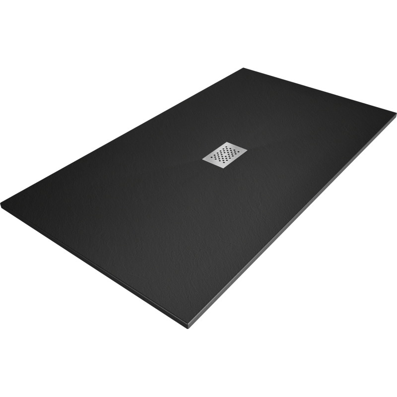 Mexen Hugo rectangular SMC shower tray 200 x 100 cm, black, inox cover - 42701020-X