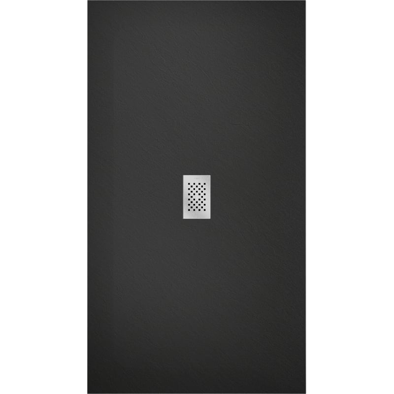Mexen Hugo rechteckige Duschwanne SMC 170 x 100 cm, schwarz, Abdeckung aus Inox - 42701017-X