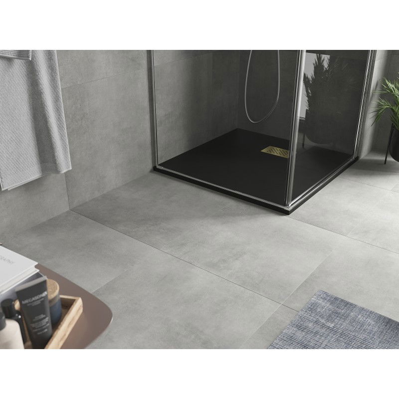 Mexen Hugo τετράγωνη ντουζιέρα SMC 70 x 70 cm, μαύρη, χρυσή επένδυση - 42707070-G