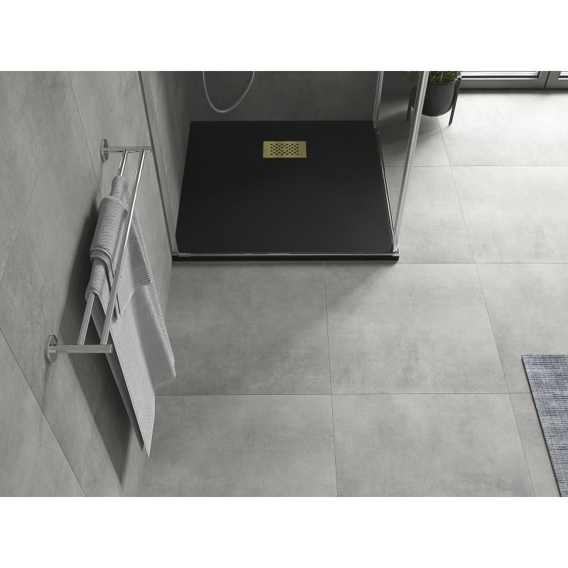 Mexen Hugo vierkante douchebak SMC 90 x 90 cm, zwart, afdekking in goud - 42709090-G