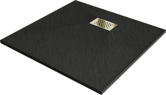 Mexen Hugo vierkante douchebak SMC 80 x 80 cm, zwart, goud afdekking - 42708080-G