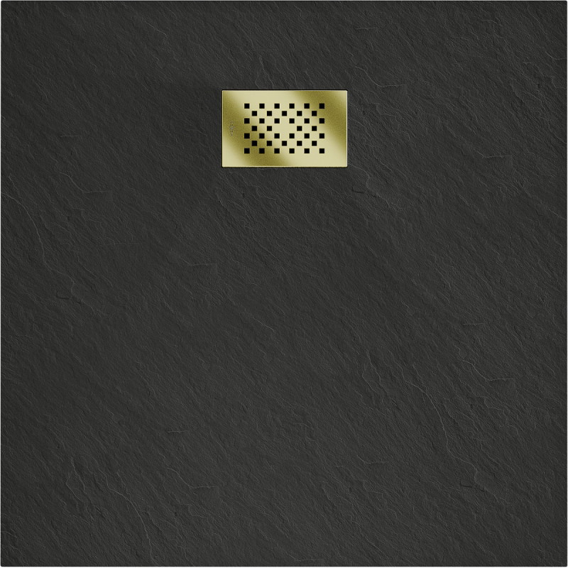 Mexen Hugo plato de ducha cuadrado SMC 70 x 70 cm, negro, cubierta dorada - 42707070-G