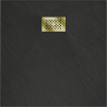 Mexen Hugo quadratische Duschwanne SMC 70 x 70 cm, schwarz, Goldene Abdeckung - 42707070-G