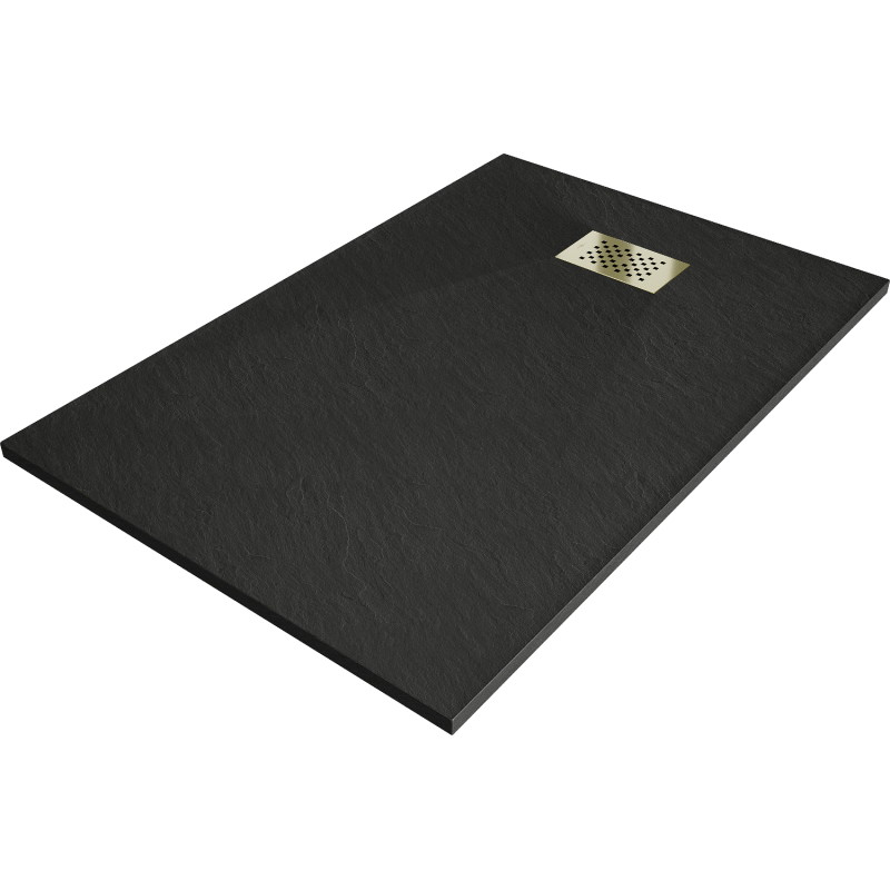 Mexen Hugo ristkülikukujuline SMC dušialus 80 x 70 cm, must, kuldne kate - 42707080-G