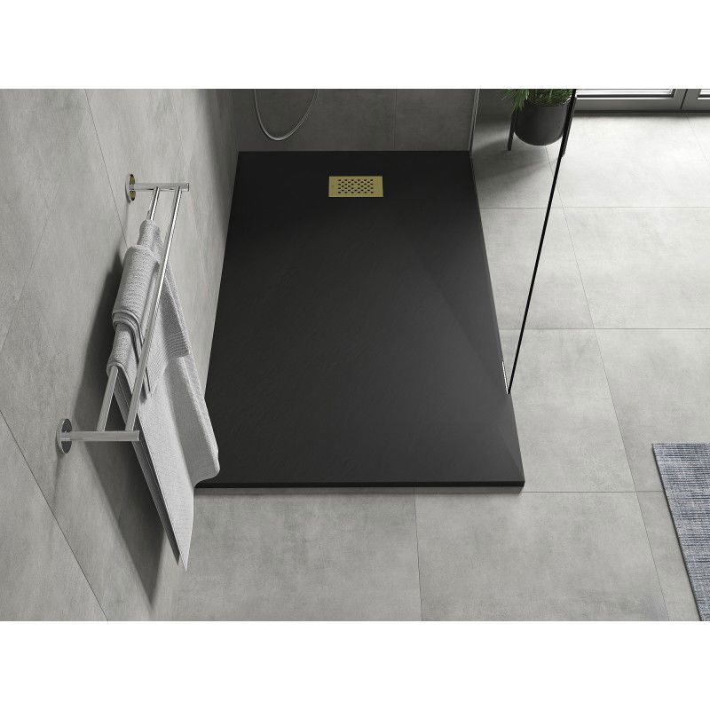 Mexen Hugo piatto doccia rettangolare SMC 150 x 70 cm, nero, copertura dorata - 42707015-G