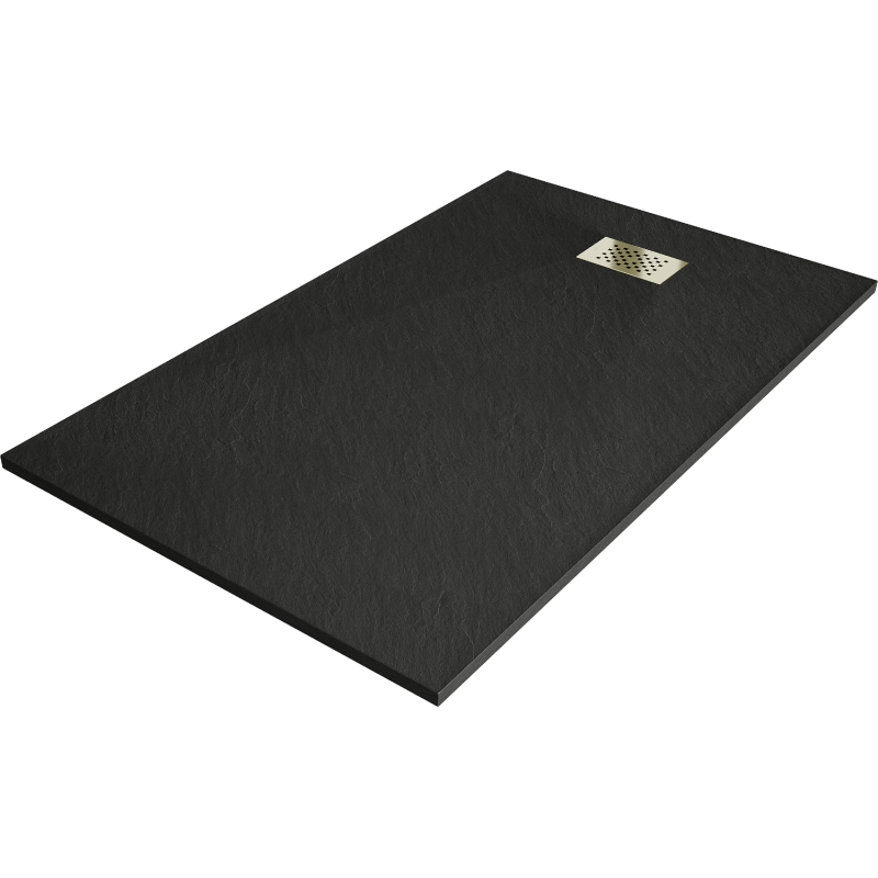Receveur de douche rectangulaire Mexen Hugo SMC 150 x 70 cm, noir, cache doré - 42707015-G