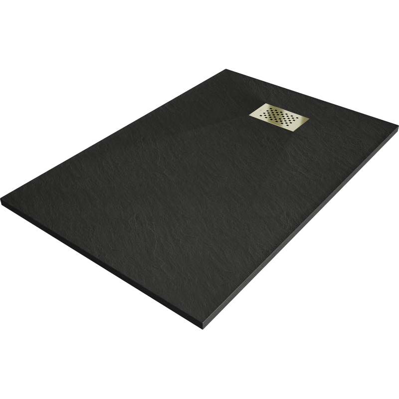 Mexen Hugo receveur de douche rectangulaire SMC 100 x 80 cm, noir, cache doré - 42708010-G