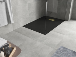 Mexen Hugo ristkülikukujuline SMC dušialus 100 x 80 cm, must, kuldne katteplaat - 42708010-G