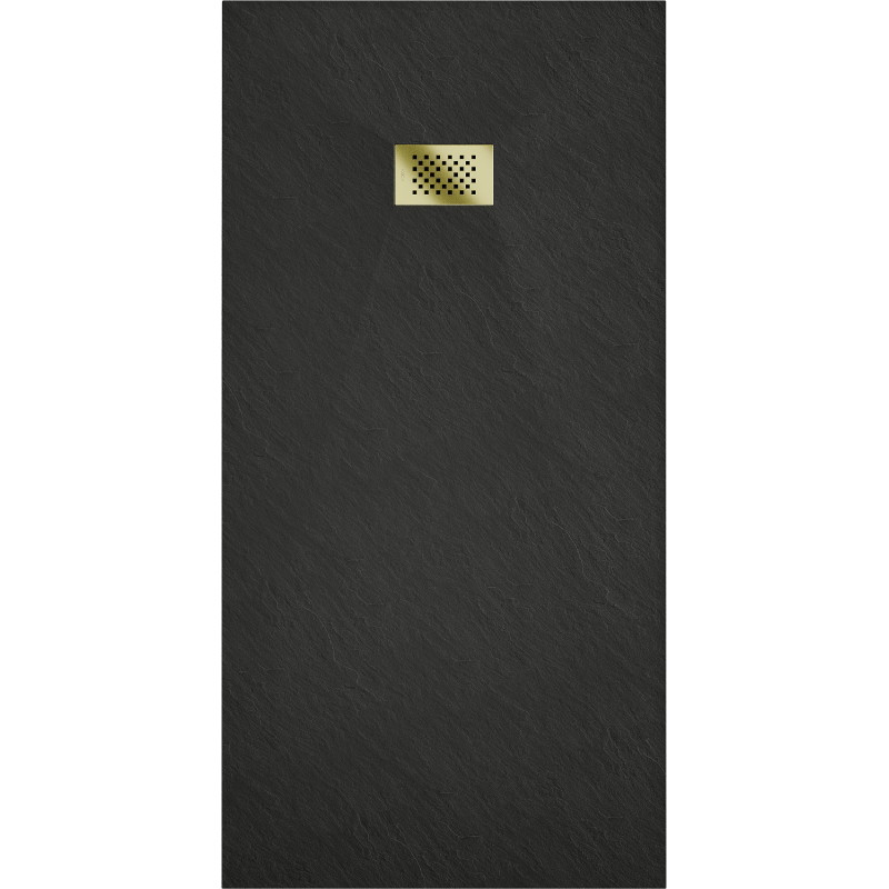 Mexen Hugo ristkülikukujuline SMC dušialus 170 x 80 cm, must, kuldne kate - 42708017-G