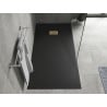 Mexen Hugo rectangular SMC shower tray 180 x 80 cm, black, gold cover - 42708018-G