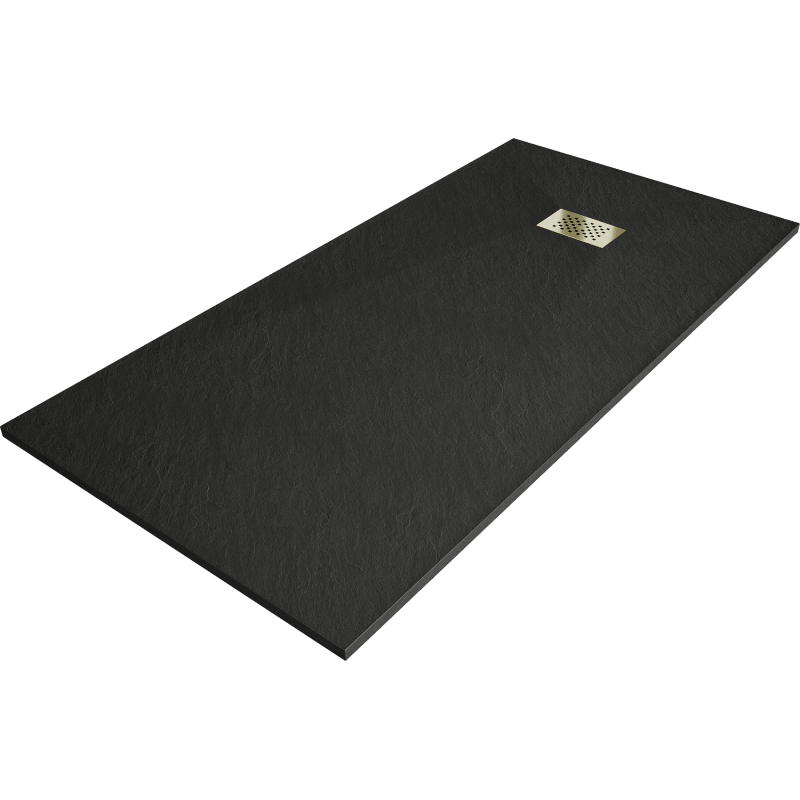 Mexen Hugo rechteckige SMC-Duschwanne 170 x 80 cm, schwarz, goldene Abdeckung - 42708017-G