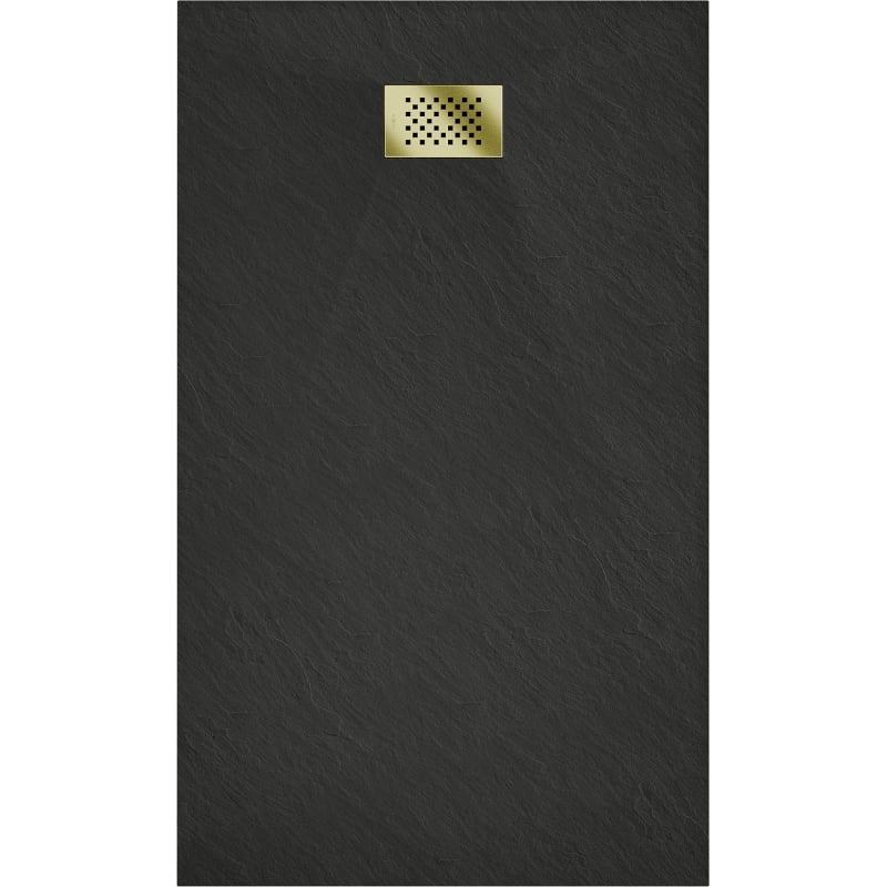 Mexen Hugo rectangular shower tray SMC 160 x 80 cm, black, gold cover - 42708016-G
