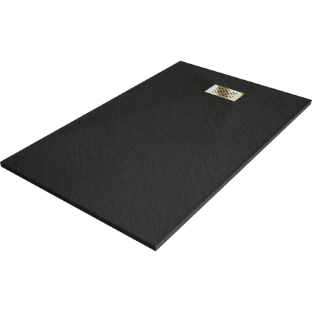 Mexen Hugo rectangular shower tray SMC 160 x 80 cm, black, gold cover - 42708016-G