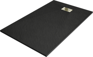 Mexen Hugo receveur rectangulaire SMC 160 x 80 cm, noir, cache doré - 42708016-G