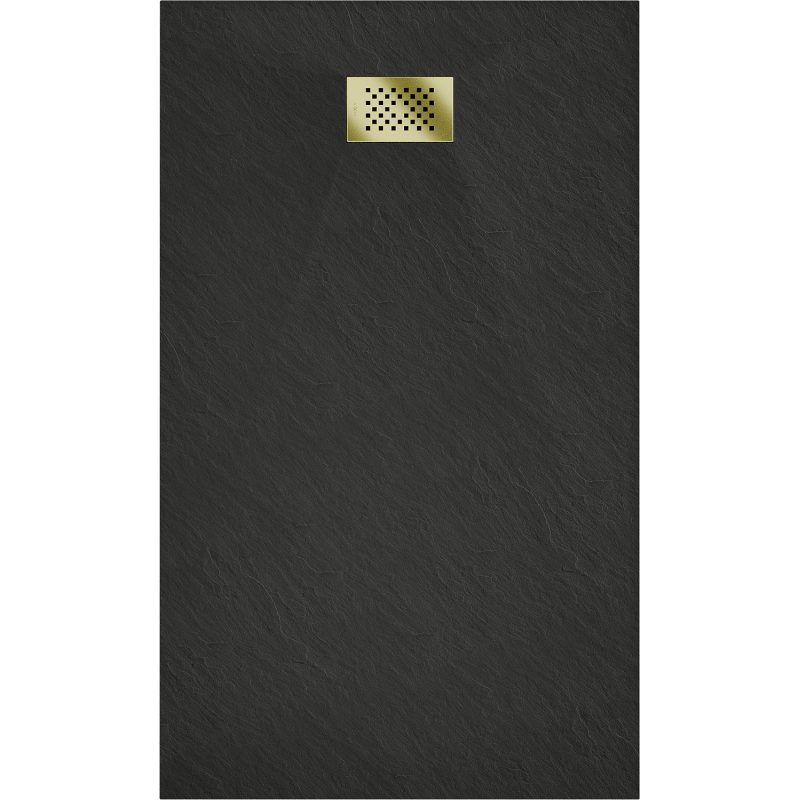 Mexen Hugo brodzik prostokątny SMC 150 x 80 cm, czarny, maskownica złota - 42708015-G