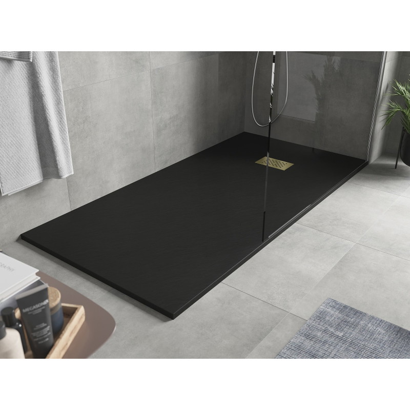 Mexen Hugo ristkülikukujuline SMC dušialus 170 x 80 cm, must, kuldne kate - 42708017-G