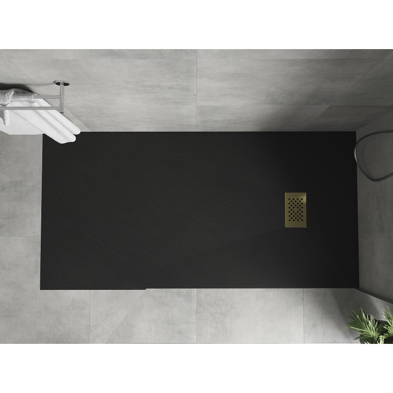 Mexen Hugo ristkülikukujuline SMC dušialus 170 x 80 cm, must, kuldne kate - 42708017-G
