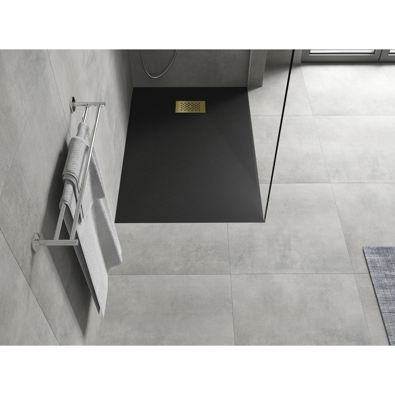 Mexen Hugo ristkülikukujuline dušialus SMC 100 x 90 cm, must, kuldne kate - 42709010-G
