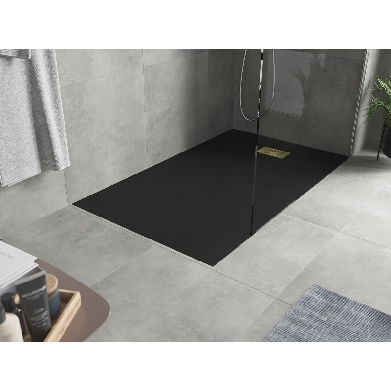Mexen Hugo ristkülikukujuline SMC dušialus 150 x 90 cm, must, kuldne kate - 42709015-G