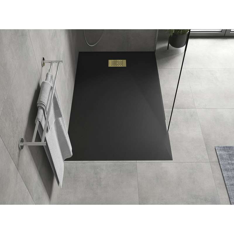 Mexen Hugo ristkülikukujuline SMC dušialus 150 x 90 cm, must, kuldne kate - 42709015-G
